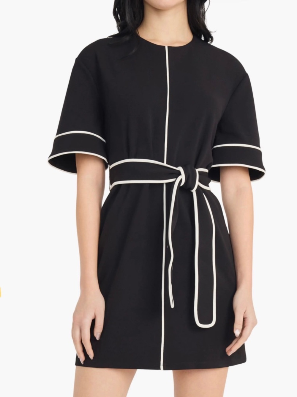 Donna Morgan Short Sleeve Mini Dress with While Piping XL BNWOT